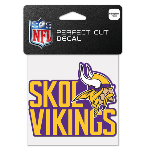 Minnesota Vikings 4" x 4" Slogan Logo DieCut Decal