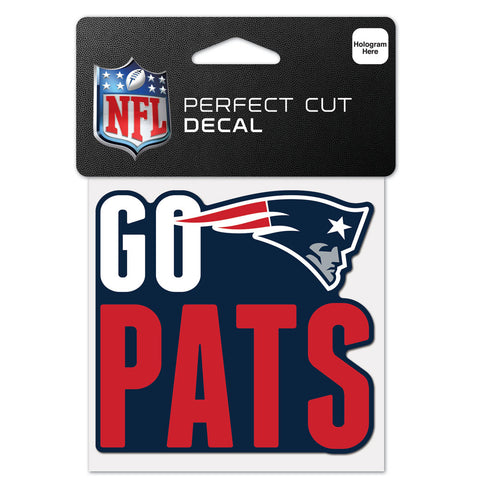 New England Patriots 4" x 4" Slogan Logo DieCut Decal