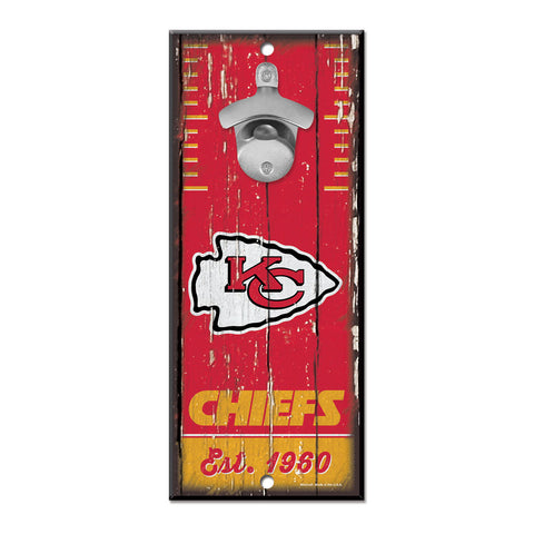Kansas City Chiefs 5" x 11" Bottle Opener Wall Sign