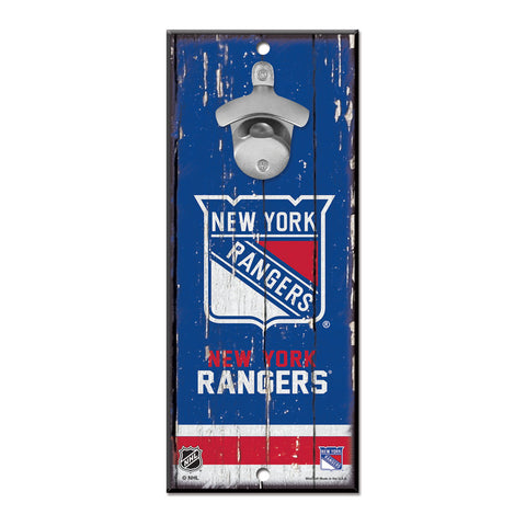 New York Rangers 5" x 11" Bottle Opener Wall Sign