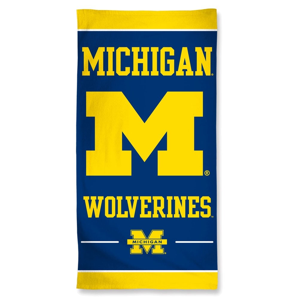 Michigan Wolverines Center Logo Beach Towel