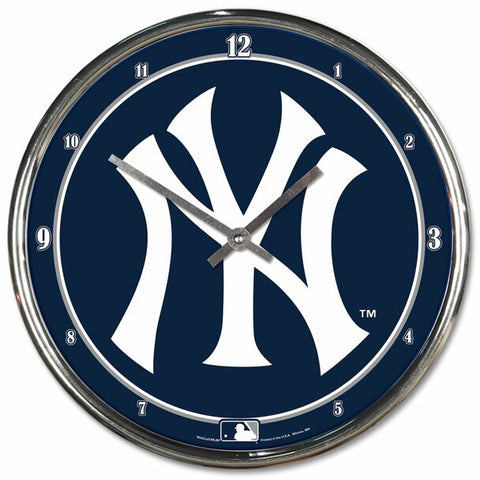 New York Yankees Round Chrome Clock