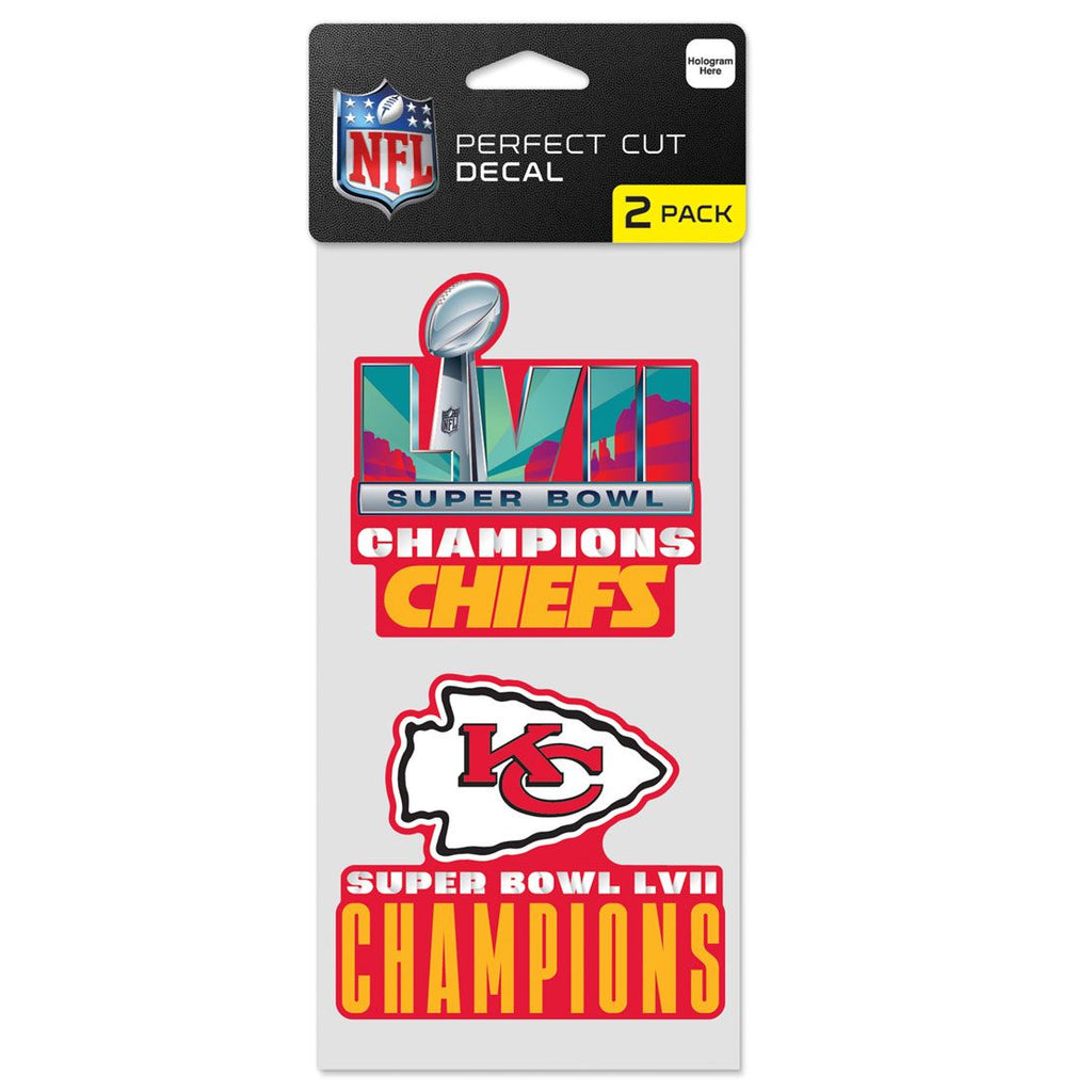 Kansas City Chiefs Super Bowl LVII Champions 4" x 8" Perfect Cut Decal Set of 2 - Color